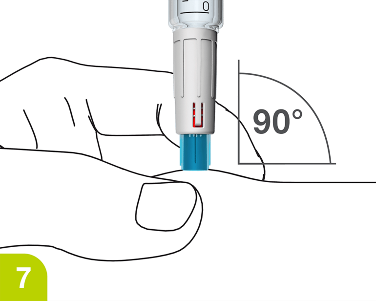 Application AutoProtect – Insert injection at 90° angle to the desired injection site